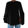 image:imageLYANER Womens Casual V Neck Tiered Ruffle Bell Long Sleeve Blouse Shirt Tunic TopBlack