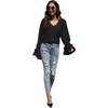 image:imageLYANER Womens Casual V Neck Tiered Ruffle Bell Long Sleeve Blouse Shirt Tunic TopBlack