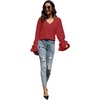 image:imageLYANER Womens Casual V Neck Tiered Ruffle Bell Long Sleeve Blouse Shirt Tunic TopBurgundy