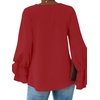 image:imageLYANER Womens Casual V Neck Tiered Ruffle Bell Long Sleeve Blouse Shirt Tunic TopBurgundy