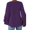 image:imageLYANER Womens Casual V Neck Tiered Ruffle Bell Long Sleeve Blouse Shirt Tunic TopDark Purple