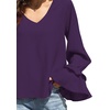 image:imageLYANER Womens Casual V Neck Tiered Ruffle Bell Long Sleeve Blouse Shirt Tunic TopDark Purple