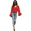 image:imageLYANER Womens Casual V Neck Tiered Ruffle Bell Long Sleeve Blouse Shirt Tunic TopRed