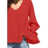 image:imageLYANER Womens Casual V Neck Tiered Ruffle Bell Long Sleeve Blouse Shirt Tunic TopRed