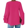 image:imageLYANER Womens Casual V Neck Tiered Ruffle Bell Long Sleeve Blouse Shirt Tunic TopRose