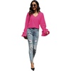 image:imageLYANER Womens Casual V Neck Tiered Ruffle Bell Long Sleeve Blouse Shirt Tunic TopRose