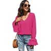 image:imageLYANER Womens Casual V Neck Tiered Ruffle Bell Long Sleeve Blouse Shirt Tunic TopRose