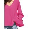 image:imageLYANER Womens Casual V Neck Tiered Ruffle Bell Long Sleeve Blouse Shirt Tunic TopRose