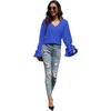 image:imageLYANER Womens Casual V Neck Tiered Ruffle Bell Long Sleeve Blouse Shirt Tunic TopRoyal Blue