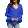 image:imageLYANER Womens Casual V Neck Tiered Ruffle Bell Long Sleeve Blouse Shirt Tunic TopRoyal Blue