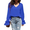 image:imageLYANER Womens Casual V Neck Tiered Ruffle Bell Long Sleeve Blouse Shirt Tunic TopRoyal Blue