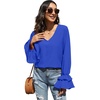 image:imageLYANER Womens Casual V Neck Tiered Ruffle Bell Long Sleeve Blouse Shirt Tunic TopRoyal Blue