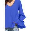 image:imageLYANER Womens Casual V Neck Tiered Ruffle Bell Long Sleeve Blouse Shirt Tunic TopRoyal Blue