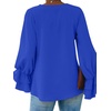 image:imageLYANER Womens Casual V Neck Tiered Ruffle Bell Long Sleeve Blouse Shirt Tunic TopRoyal Blue
