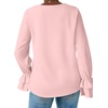 image:imageLYANER Womens Casual V Neck Tiered Ruffle Bell Long Sleeve Blouse Shirt Tunic TopSolid Baby Pink