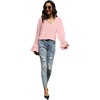 image:imageLYANER Womens Casual V Neck Tiered Ruffle Bell Long Sleeve Blouse Shirt Tunic TopSolid Baby Pink