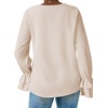 image:imageLYANER Womens Casual V Neck Tiered Ruffle Bell Long Sleeve Blouse Shirt Tunic TopSolid Beige
