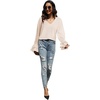 image:imageLYANER Womens Casual V Neck Tiered Ruffle Bell Long Sleeve Blouse Shirt Tunic TopSolid Beige