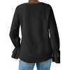 image:imageLYANER Womens Casual V Neck Tiered Ruffle Bell Long Sleeve Blouse Shirt Tunic TopSolid Black