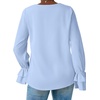 image:imageLYANER Womens Casual V Neck Tiered Ruffle Bell Long Sleeve Blouse Shirt Tunic TopSolid Light Blue