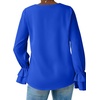 image:imageLYANER Womens Casual V Neck Tiered Ruffle Bell Long Sleeve Blouse Shirt Tunic TopSolid Royal Blue