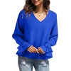 image:imageLYANER Womens Casual V Neck Tiered Ruffle Bell Long Sleeve Blouse Shirt Tunic TopSolid Royal Blue