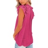 image:imageLYANER Womens Casual V Neck Tops Drawstring Ruffle Cap Sleeve Shirt Blouse TopSolid Rose