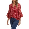 image:imageLYANER Womens Chiffon Floral V Neck Ruffle 34 Sleeve Layered Dressy Casual Blouse TopsWine Red