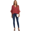 image:imageLYANER Womens Chiffon Floral V Neck Ruffle 34 Sleeve Layered Dressy Casual Blouse TopsWine Red