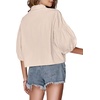 image:imageLYANER Womens Collar V Neck Button Down Lantern Short Sleeve Blouse Crop Top ShirtGrayish Apricot