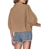 image:imageLYANER Womens Collar V Neck Button Down Lantern Short Sleeve Blouse Crop Top ShirtKhaki