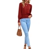 image:imageLYANER Womens Crewnec Frill Long Sleeve Shirred Pleated Hem Pullover Blouse Casual Shirt TopRed