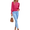 image:imageLYANER Womens Crewnec Frill Long Sleeve Shirred Pleated Hem Pullover Blouse Casual Shirt TopRose