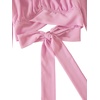 image:imageLYANER Womens Cute Off Shoulder Long Sleeve Self Tie Knot Crop Tube Top BlouseBaby Pink