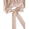 image:imageLYANER Womens Cute Off Shoulder Long Sleeve Self Tie Knot Crop Tube Top BlouseBeige