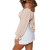 image:imageLYANER Womens Cute Off Shoulder Long Sleeve Self Tie Knot Crop Tube Top BlouseBeige