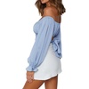 image:imageLYANER Womens Cute Off Shoulder Long Sleeve Self Tie Knot Crop Tube Top BlouseBlue