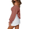 image:imageLYANER Womens Cute Off Shoulder Long Sleeve Self Tie Knot Crop Tube Top BlouseBurnt Orange
