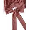 image:imageLYANER Womens Cute Off Shoulder Long Sleeve Self Tie Knot Crop Tube Top BlouseBurnt Orange