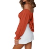 image:imageLYANER Womens Cute Off Shoulder Long Sleeve Self Tie Knot Crop Tube Top BlouseCaramel