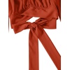 image:imageLYANER Womens Cute Off Shoulder Long Sleeve Self Tie Knot Crop Tube Top BlouseCaramel