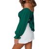 image:imageLYANER Womens Cute Off Shoulder Long Sleeve Self Tie Knot Crop Tube Top BlouseDark Green1