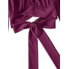 image:imageLYANER Womens Cute Off Shoulder Long Sleeve Self Tie Knot Crop Tube Top BlouseDeep Magenta