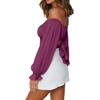 image:imageLYANER Womens Cute Off Shoulder Long Sleeve Self Tie Knot Crop Tube Top BlouseDeep Magenta