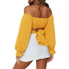 image:imageLYANER Womens Cute Off Shoulder Long Sleeve Self Tie Knot Crop Tube Top BlouseGinger