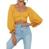 image:imageLYANER Womens Cute Off Shoulder Long Sleeve Self Tie Knot Crop Tube Top BlouseGinger