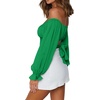 image:imageLYANER Womens Cute Off Shoulder Long Sleeve Self Tie Knot Crop Tube Top BlouseGrass Green