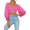 image:imageLYANER Womens Cute Off Shoulder Long Sleeve Self Tie Knot Crop Tube Top BlouseHot Pink
