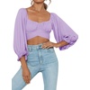 image:imageLYANER Womens Cute Off Shoulder Long Sleeve Self Tie Knot Crop Tube Top BlouseLavender