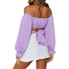 image:imageLYANER Womens Cute Off Shoulder Long Sleeve Self Tie Knot Crop Tube Top BlouseLavender